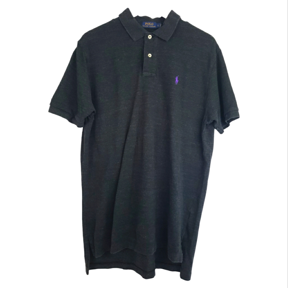 Polo Ralph Lauren Classic Polo Shirt Size Large in Dark Gray 100% Cotton
